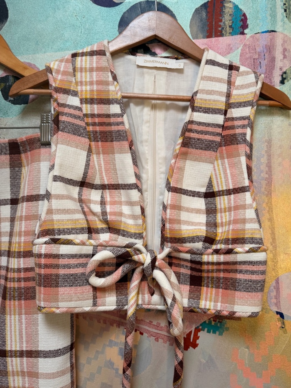 Zimmermann Matchmaker Linen Plaid Skirt and Crop Top Set sz XS NWOT - Picture 4 of 16